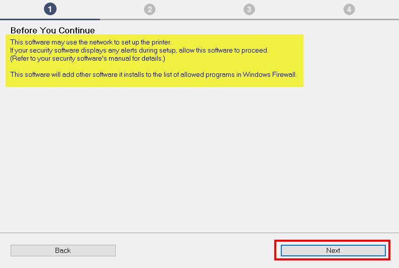 Review the network security notice, and then select Next.